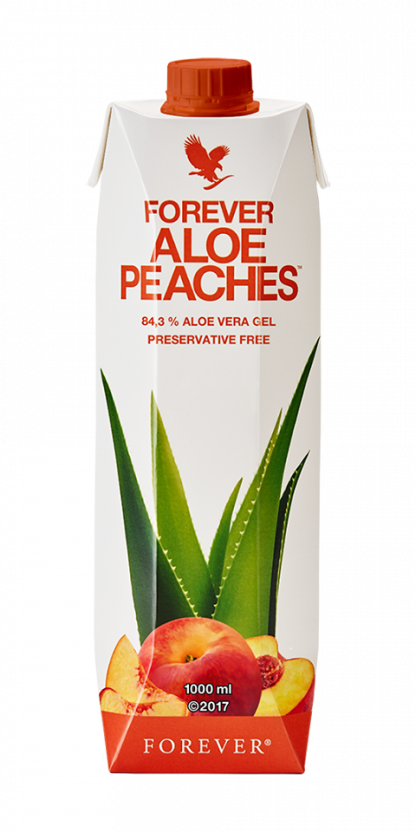 Aloe vera-dryck med vitamin C och smak av solmogen persika